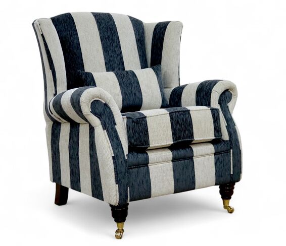 Wing Chair Fireside High Back Armchair Harrison Stripe Slate