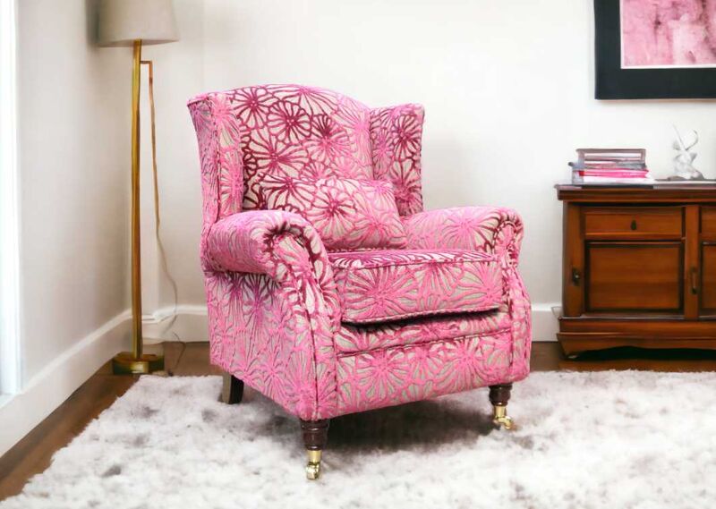 Product photograph of Wing Chair Fireside High Back Armchair Lalique Magenta Pink Velvet from Designer Sofas 4U