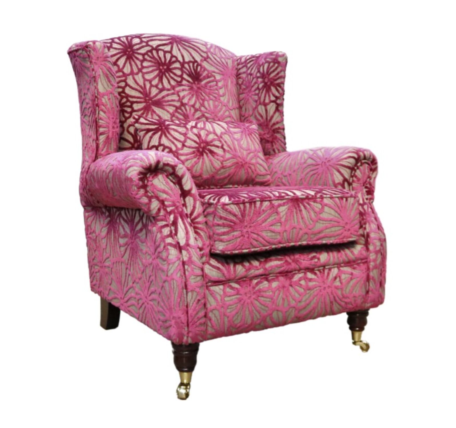 Product photograph of Wing Chair Fireside High Back Armchair Lalique Magenta Pink Velvet from Designer Sofas 4U