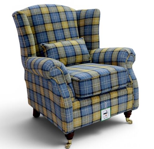 Wing Chair Fireside High Back Armchair Lana Blue | DesignerSofas4U