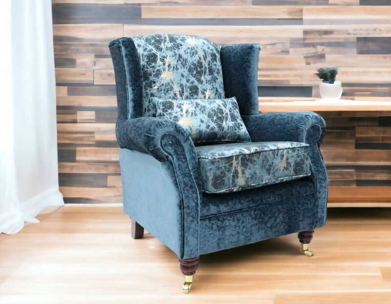 Product photograph of Wing Chair Fireside High Back Armchair Lava Teal Fabric from Designer Sofas 4U