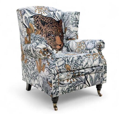 Wing Chair Fireside High Back Armchair Leopard