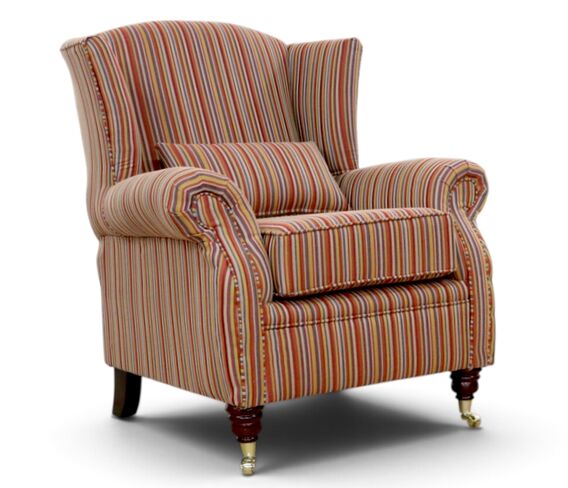 Wing Chair Fireside High Back Armchair Linwood Stripe Terracotta
