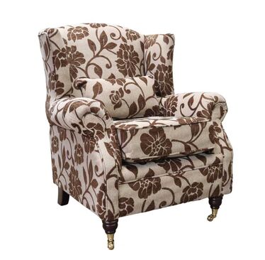 Wing Chair Fireside High Back Armchair Meghan Chocolate Brown Fabric
