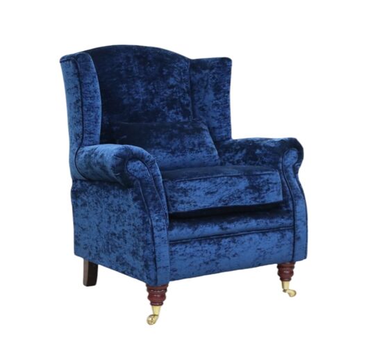 Wing Chair Fireside High Back Armchair Modena Deft Blue Velvet | DesignerSofas4U