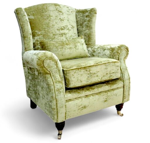Wing Chair Fireside High Back Armchair Modena Lime Green Velvet | DesignerSofas4U