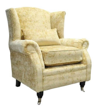 Wing Chair Fireside High Back Armchair Nuovo Butterscotch Yellow Fabric