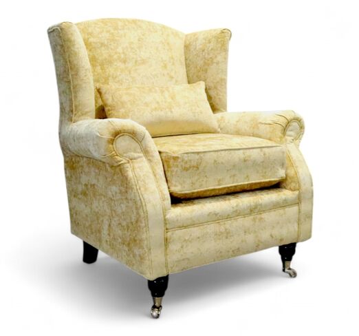 Wing Chair Fireside High Back Armchair Nuovo Butterscotch Yellow Fabric