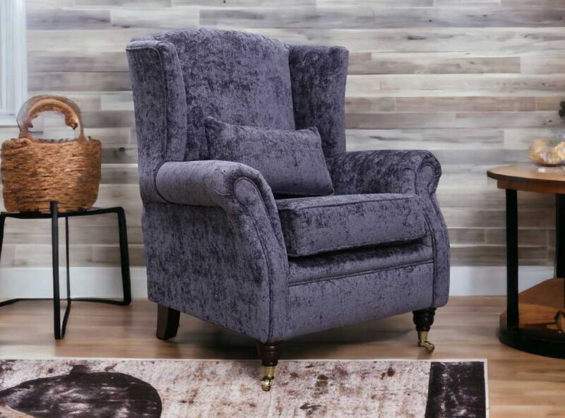 Product photograph of Wing Chair Fireside High Back Armchair Nuovo Heather Blue Fabric from Designer Sofas 4U