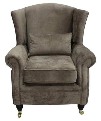 Wing Chair Fireside High Back Armchair Opulence Truffle Fabric