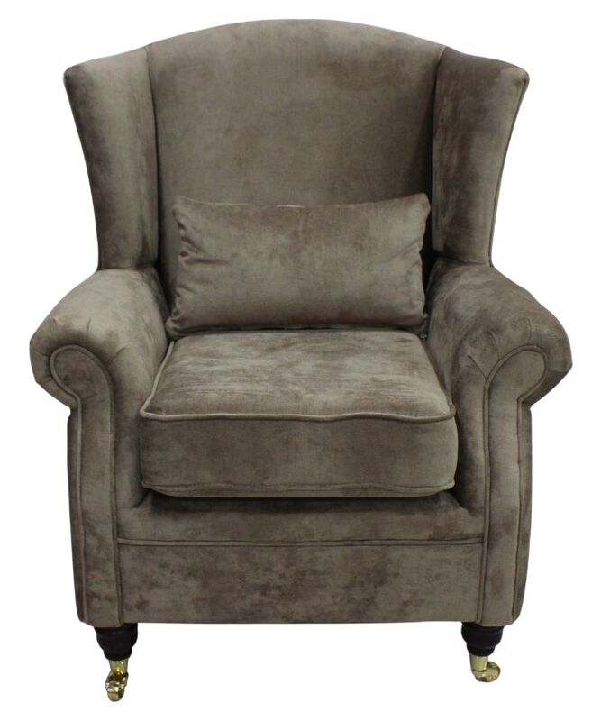 Product photograph of Wing Chair Fireside High Back Armchair Opulence Truffle Fabric from Designer Sofas 4U