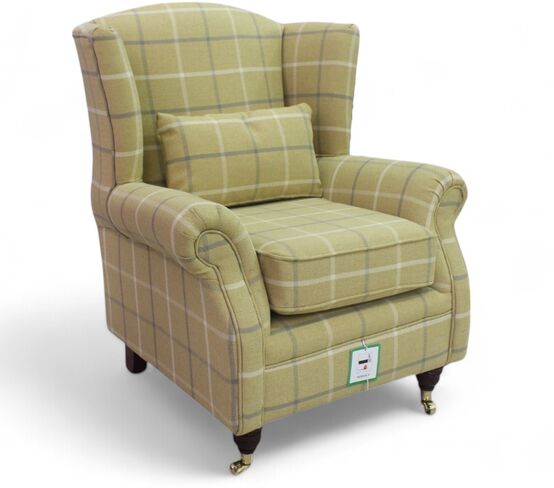 Wing Chair Fireside High Back Armchair Piazza Square Mustard Fabric