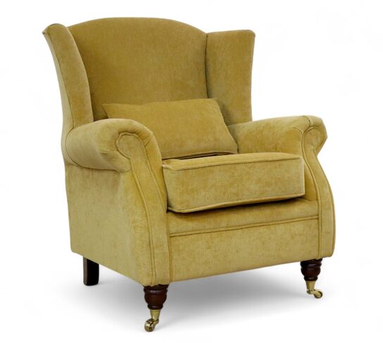 Wing Chair Fireside High Back Armchair Pimlico Corn Fabric
