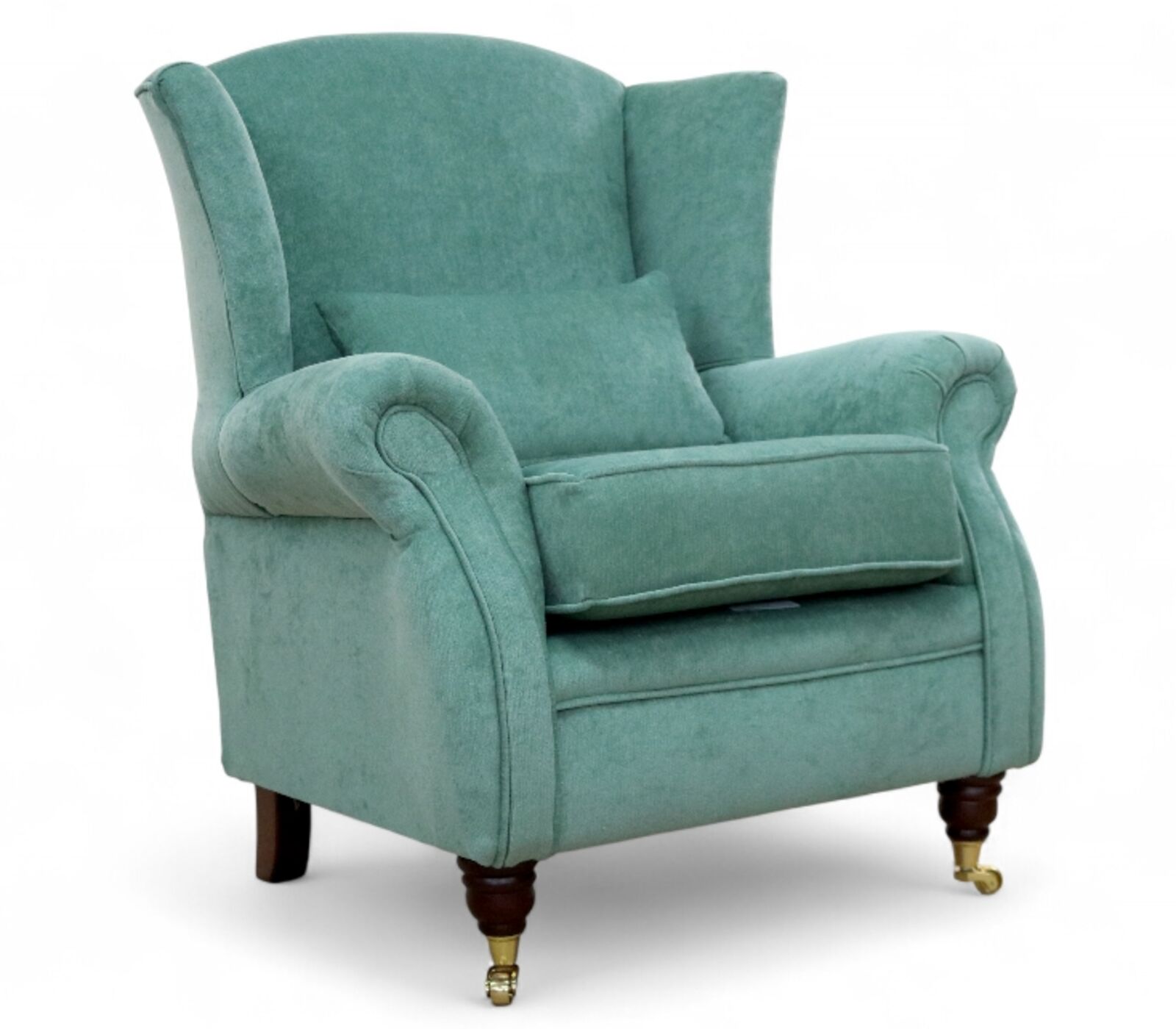 Wing Chair Fireside High Back Armchair Pimlico Jade Green Fabric