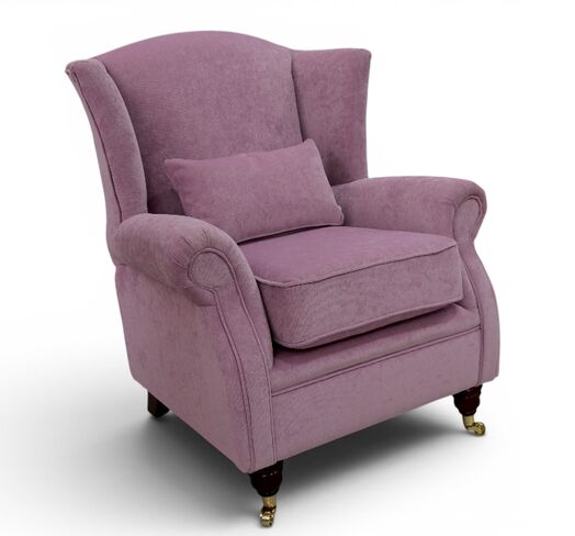 Wing Chair Fireside High Back Armchair Pimlico Lilac Fabric | DesignerSofas4U