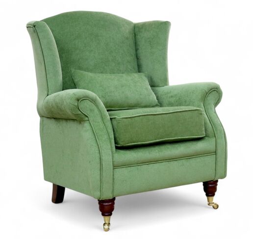 Wing Chair Fireside High Back Armchair Pimlico Sage Green Fabric