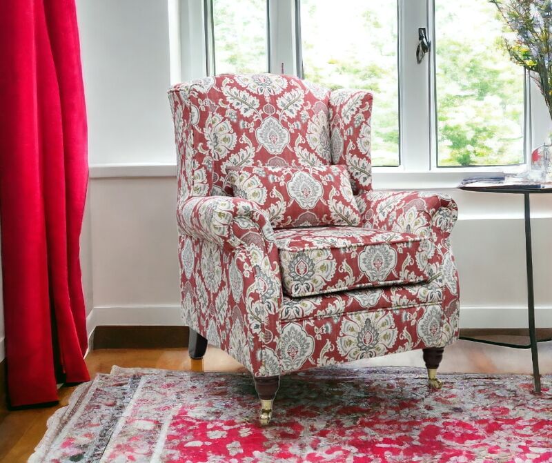 Product photograph of Wing Chair Fireside High Back Armchair Portobello Claret from Designer Sofas 4U