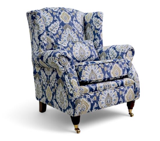 Wing Chair Fireside High Back Armchair Portobello Indigo Blue
