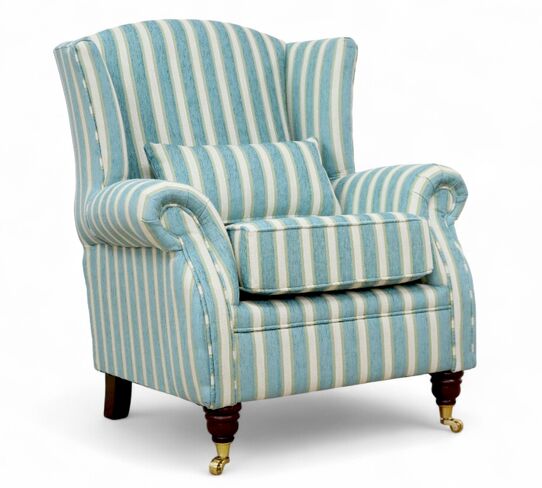 Wing Chair Fireside High Back Armchair Salerno Stripe Teal
