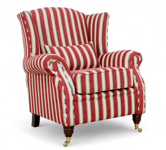 Wing Chair Fireside High Back Armchair Salerno Stripe Wine