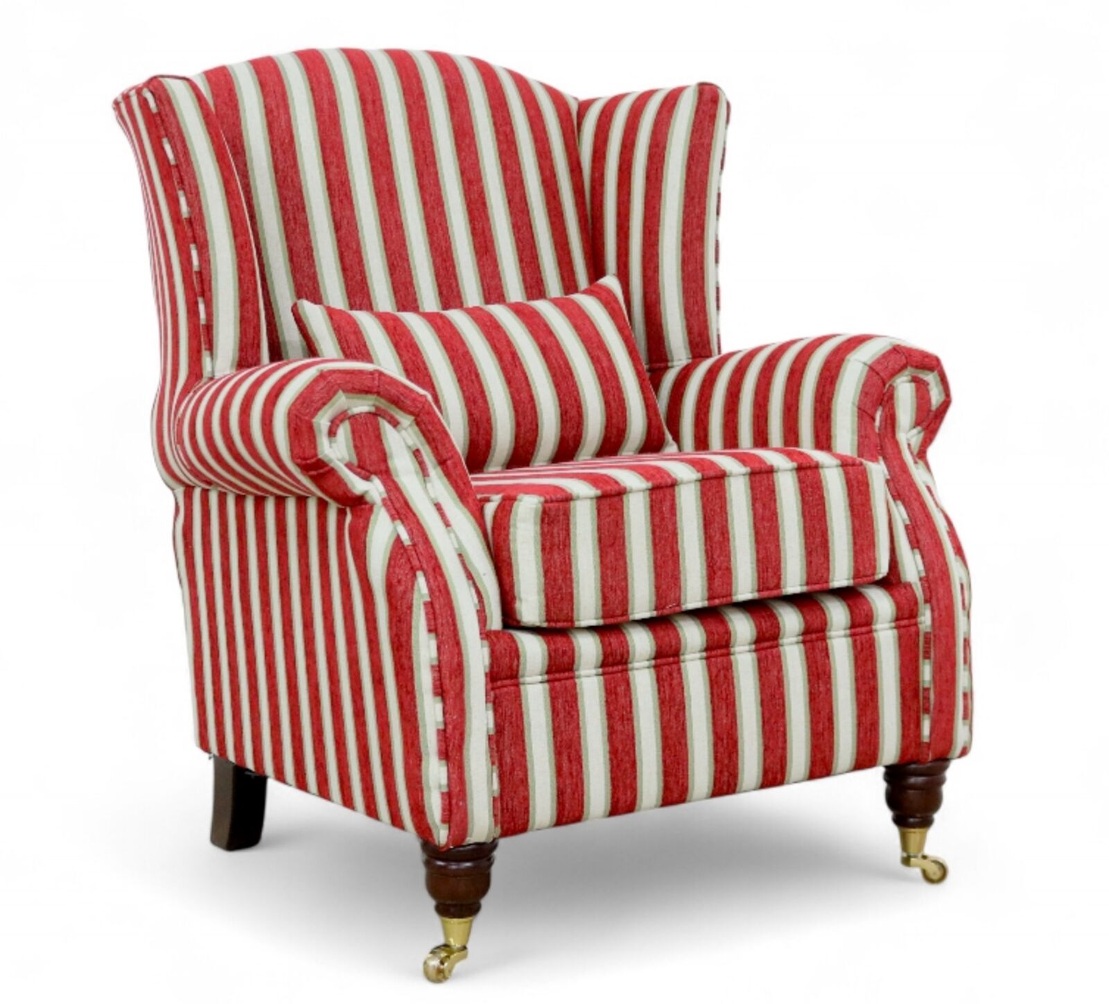 Wing Chair Fireside High Back Armchair Salerno Stripe Wine