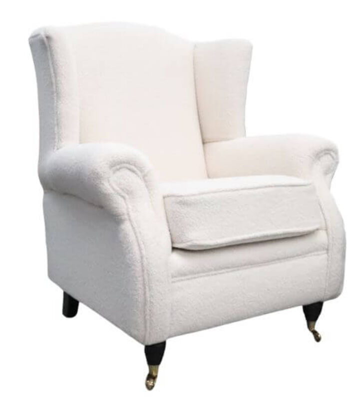 Product photograph of Wing Chair Fireside High Back Armchair Umbria Ivory Fabric Stock from Designer Sofas 4U