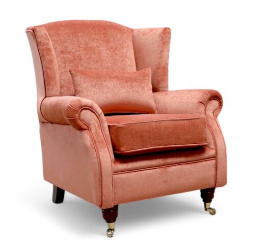 Wing Chair Fireside High Back Armchair Velluto Flame Fabric