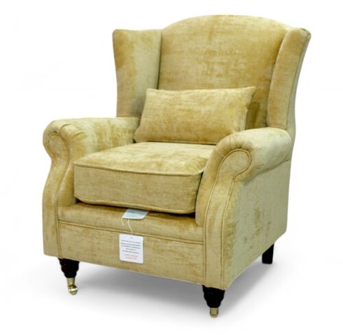 Wing Chair Fireside High Back Armchair Velluto Gold Fabric