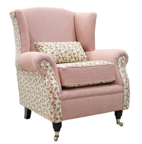 Wing Chair Fireside High Back Armchair Vercelli Burnt Orange Fabric