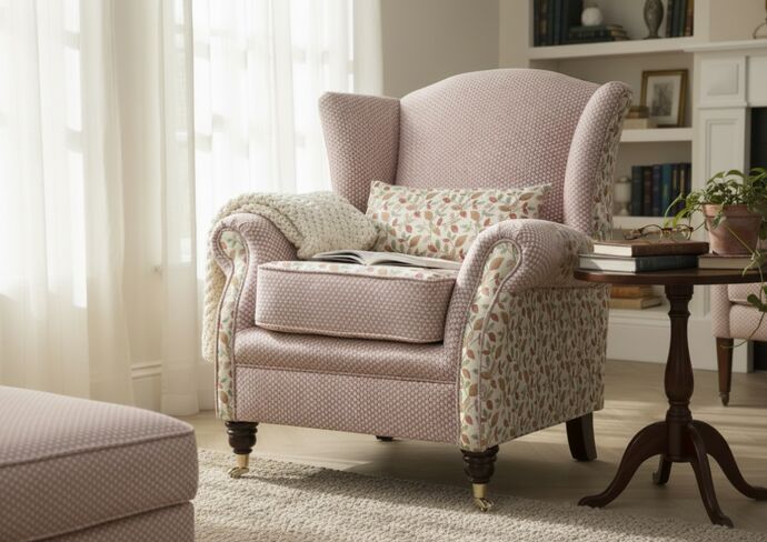 Wing Chair Fireside High Back Armchair Vercelli Burnt Orange Fabric