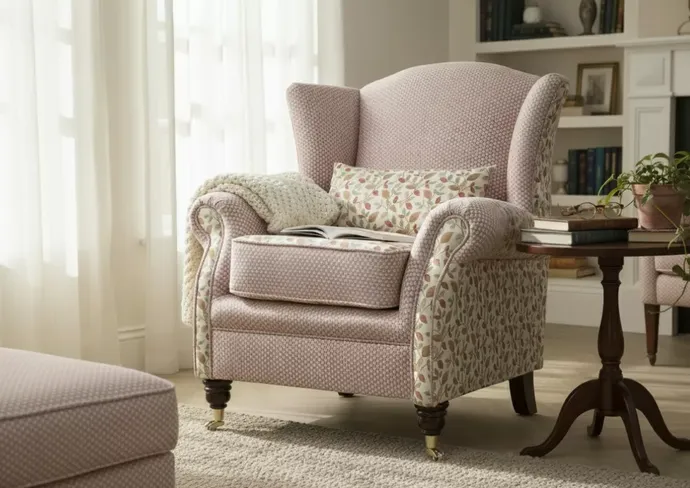 Wing Chair Fireside High Back Armchair Vercelli Burnt Orange Fabric