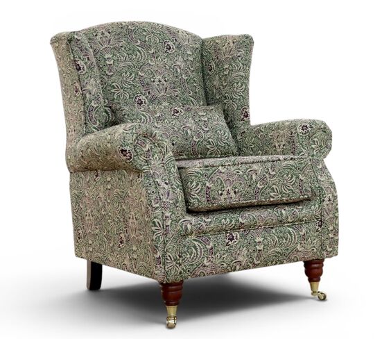 Wing Chair Fireside High Back Armchair William Morris Indian Forest Tapestry Fabric