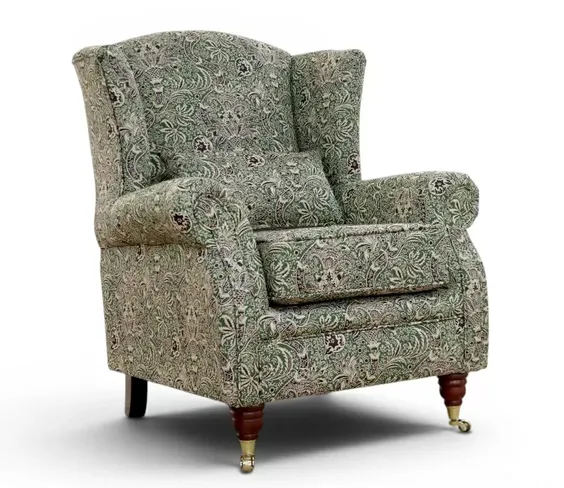 Wing Chair Fireside High Back Armchair William Morris Indian Forest Tapestry Fabric