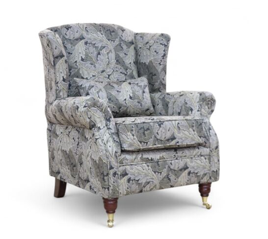 Wing Chair Fireside High Back Armchair William Morris Tapestry Acanthus Black
