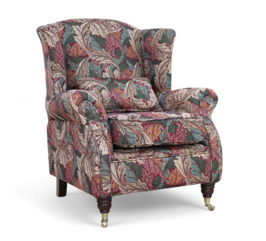 Wing Chair Fireside High Back Armchair William Morris Tapestry Acanthus Wine