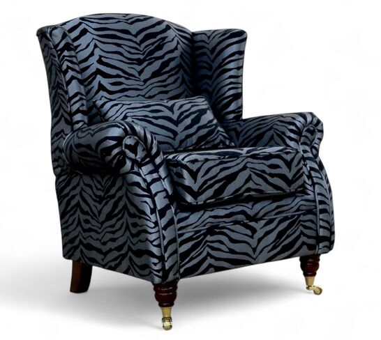 Wing Chair Fireside High Back Armchair Zebra Black