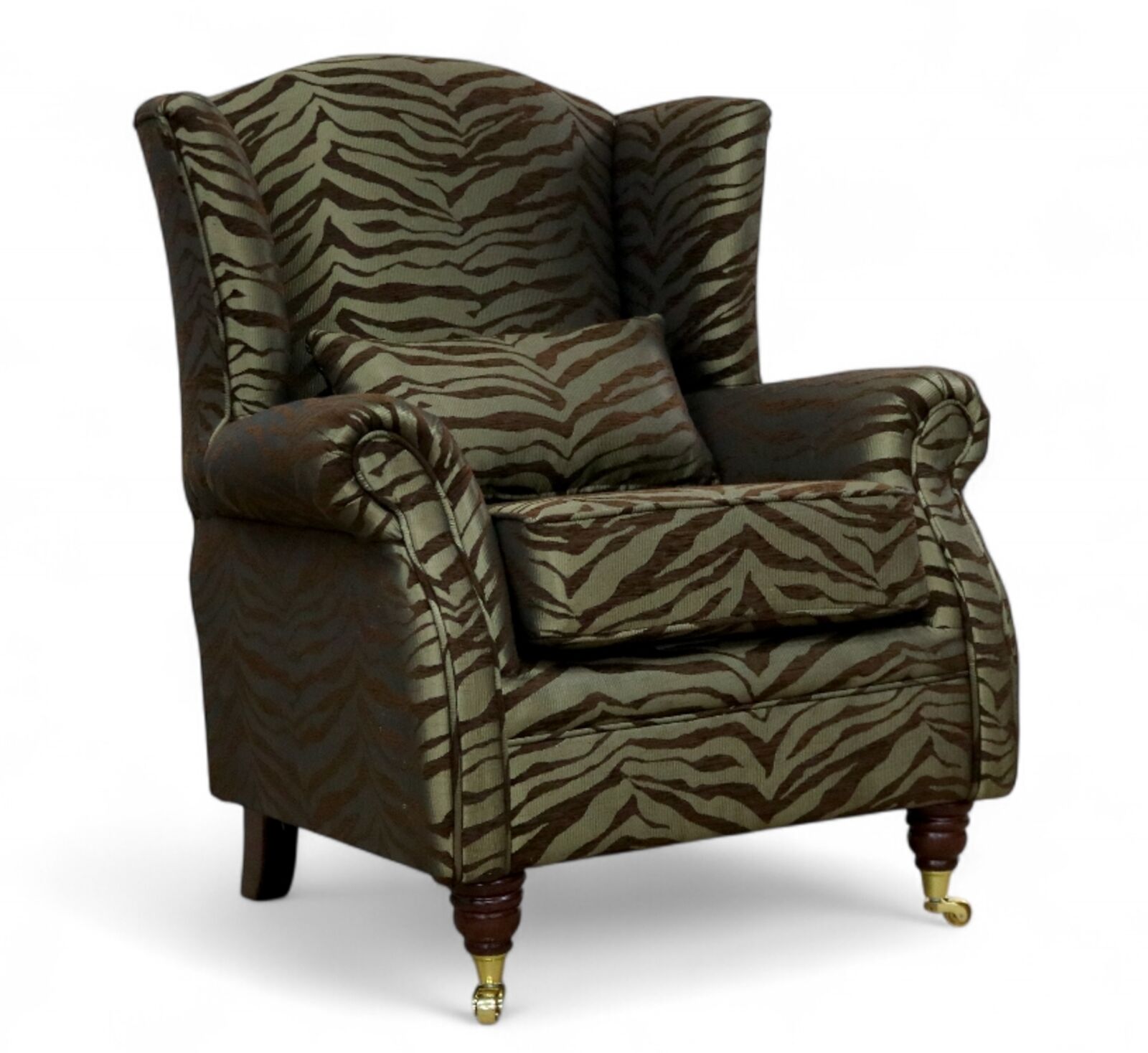 Wing Chair Fireside High Back Armchair Zebra Brown