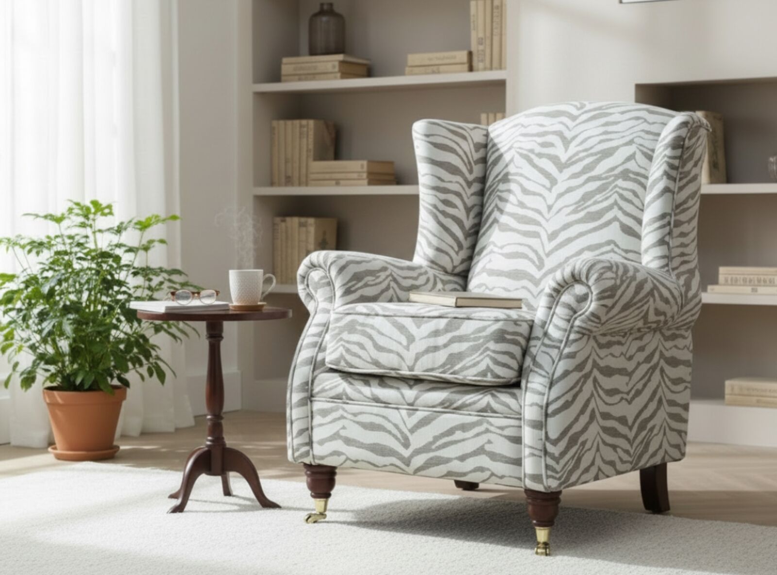 Wing Chair Fireside High Back Armchair Zebra Mountain