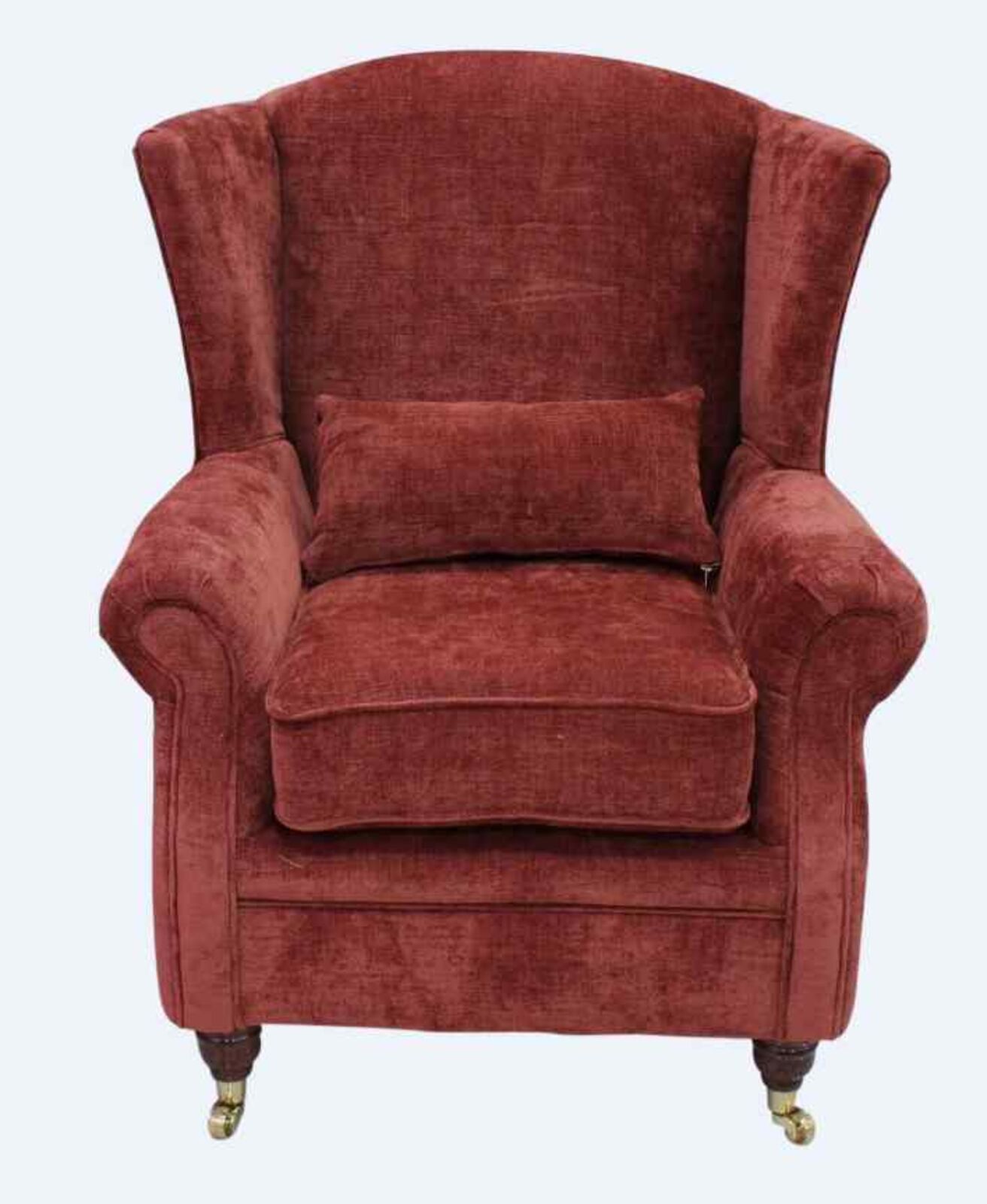 Product photograph of Wing Chair Fireside High Back Armchair Velluto Terracotta Fabric from Designer Sofas 4U