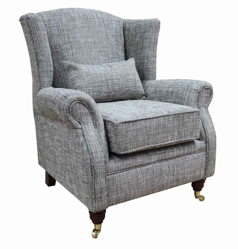 Product photograph of Wing Chair Fireside High Back Armchair Vita Silver Fabric from Designer Sofas 4U