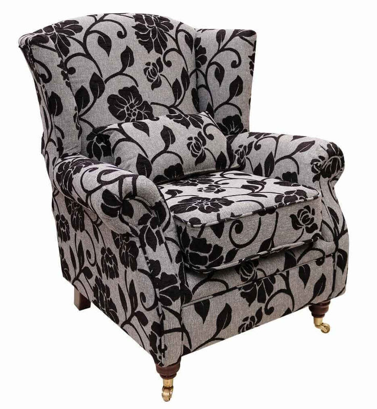 Product photograph of Wing Chair Fireside High Back Armchair Meghan Black Fabric from Designer Sofas 4U