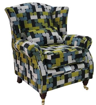 Wing Chair Fireside Highback Malibu Lime Fabric