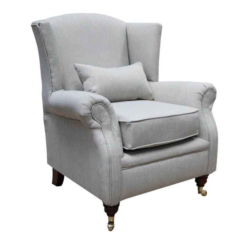 Product photograph of Wing Chair Fireside High Back Armchair Jersey Natural Fabric from Designer Sofas 4U