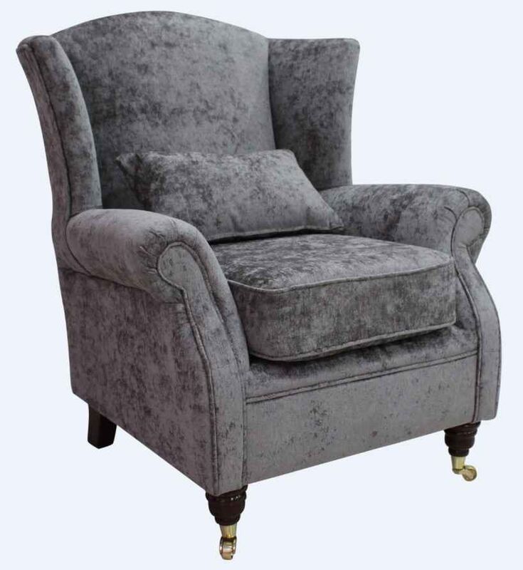 Product photograph of Wing Chair Fireside High Back Armchair Nuovo Ash Grey Fabric from Designer Sofas 4U
