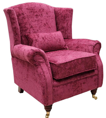 Wing Chair Fireside High Back Armchair Nuovo Mulberry Fabric