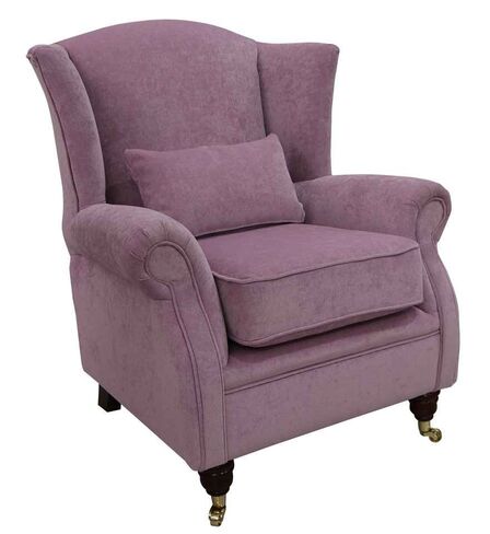 Wing Chair Fireside High Back Armchair Pimlico Lilac Fabric | DesignerSofas4U