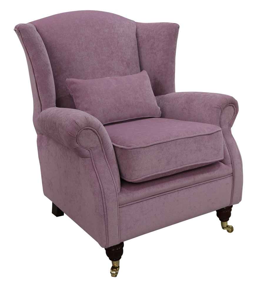 Wing Chair Fireside High Back Armchair Pimlico Lilac Fabric DesignerSofas4U