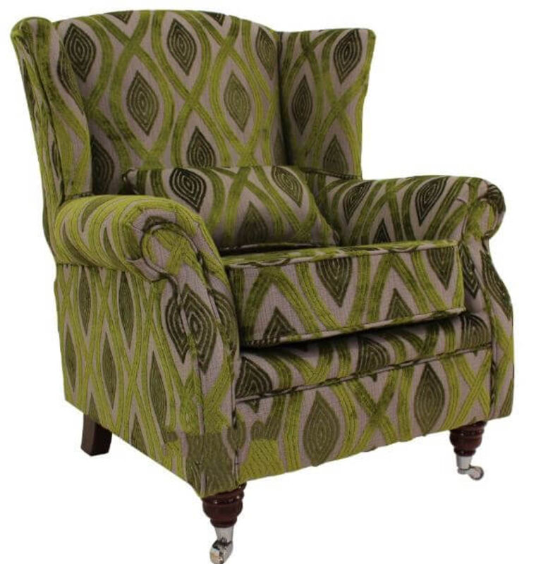 Product photograph of Wing Chair Fireside High Back Armchair Cavalli Guava Green Velvet from Designer Sofas 4U