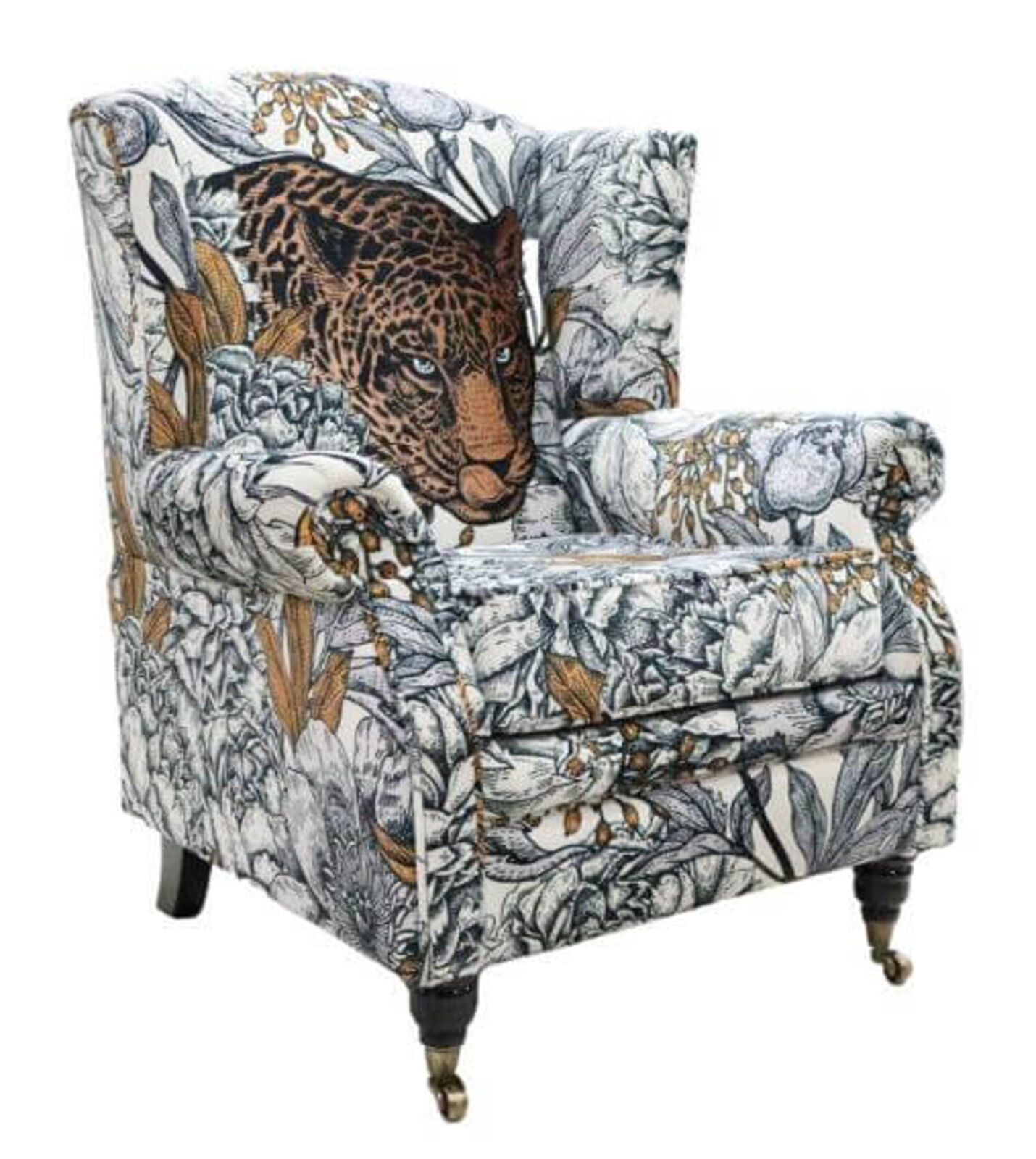Product photograph of Wing Chair Fireside High Back Armchair Leopard from Designer Sofas 4U