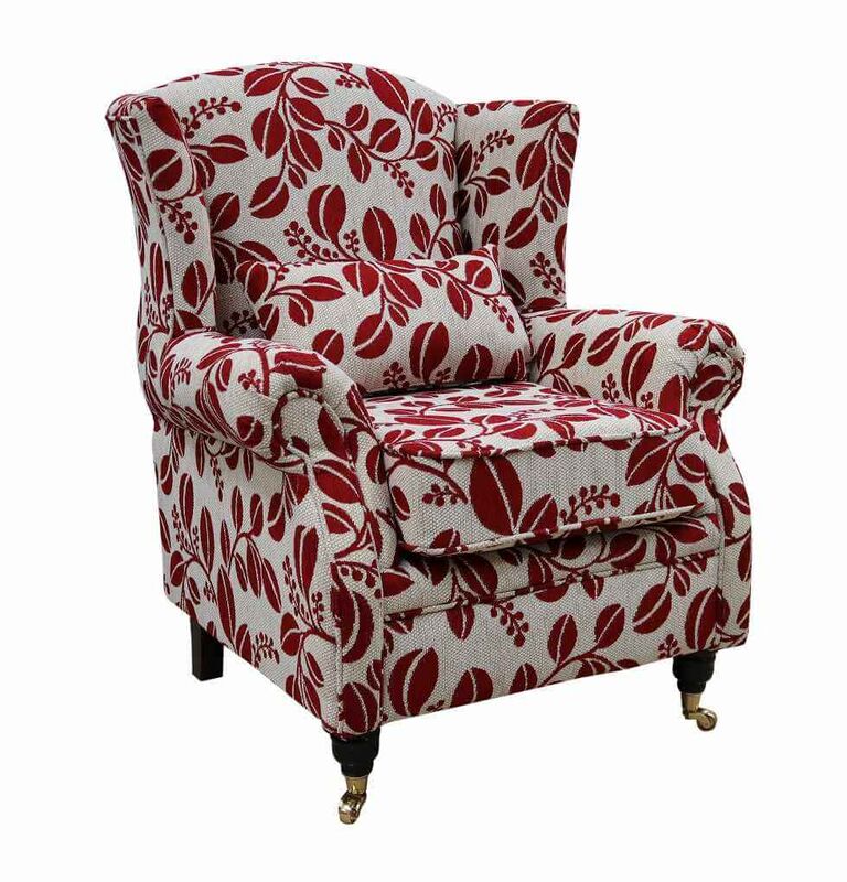 Product photograph of Wing Chair Fireside High Back Armchair Lillie Red Fabric from Designer Sofas 4U